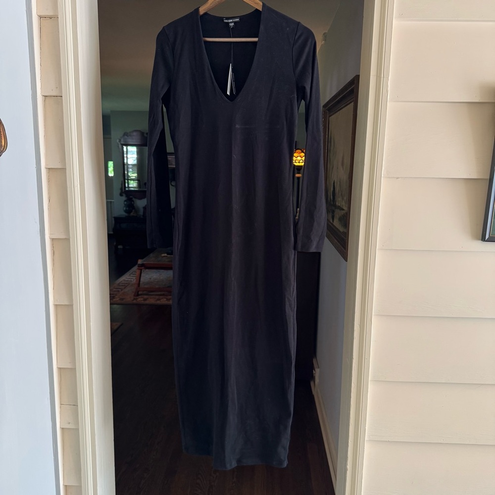 James Perse Stretch Lotus Deep V Dress XL NWT